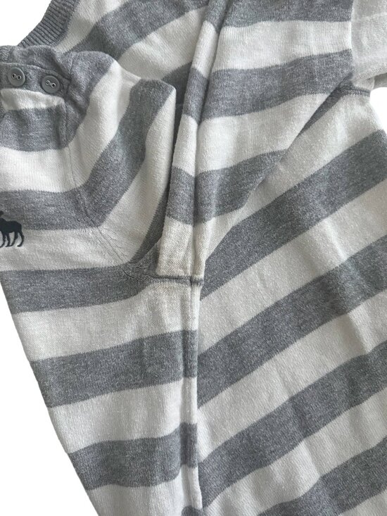 Abercrombie & Fitch Grey White Striped Lightweight Sweater L - Picture 4 of 4